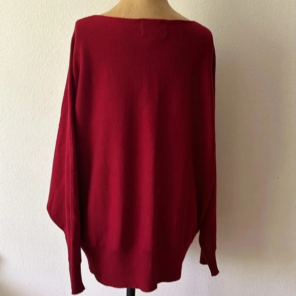 Eddie Bauer XXL red 100% merino dolman sleeve sweater great pre owned condition - Picture 3 of 6